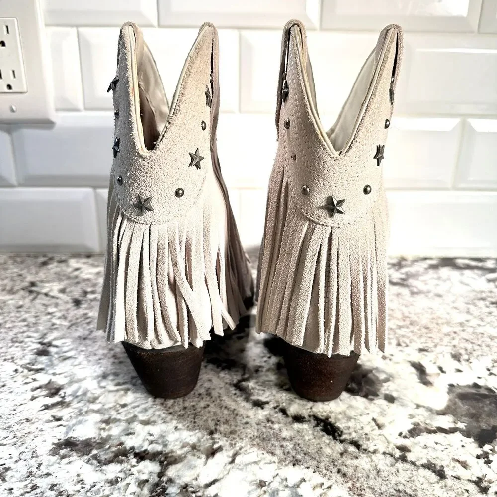 Cowgirl Boots Fringed Ankle Boots Size 7